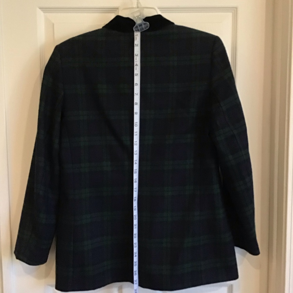 Vintage Talbots Classic Wool Blazer, blue & green plaid Size 10 petite - Picture 7 of 11